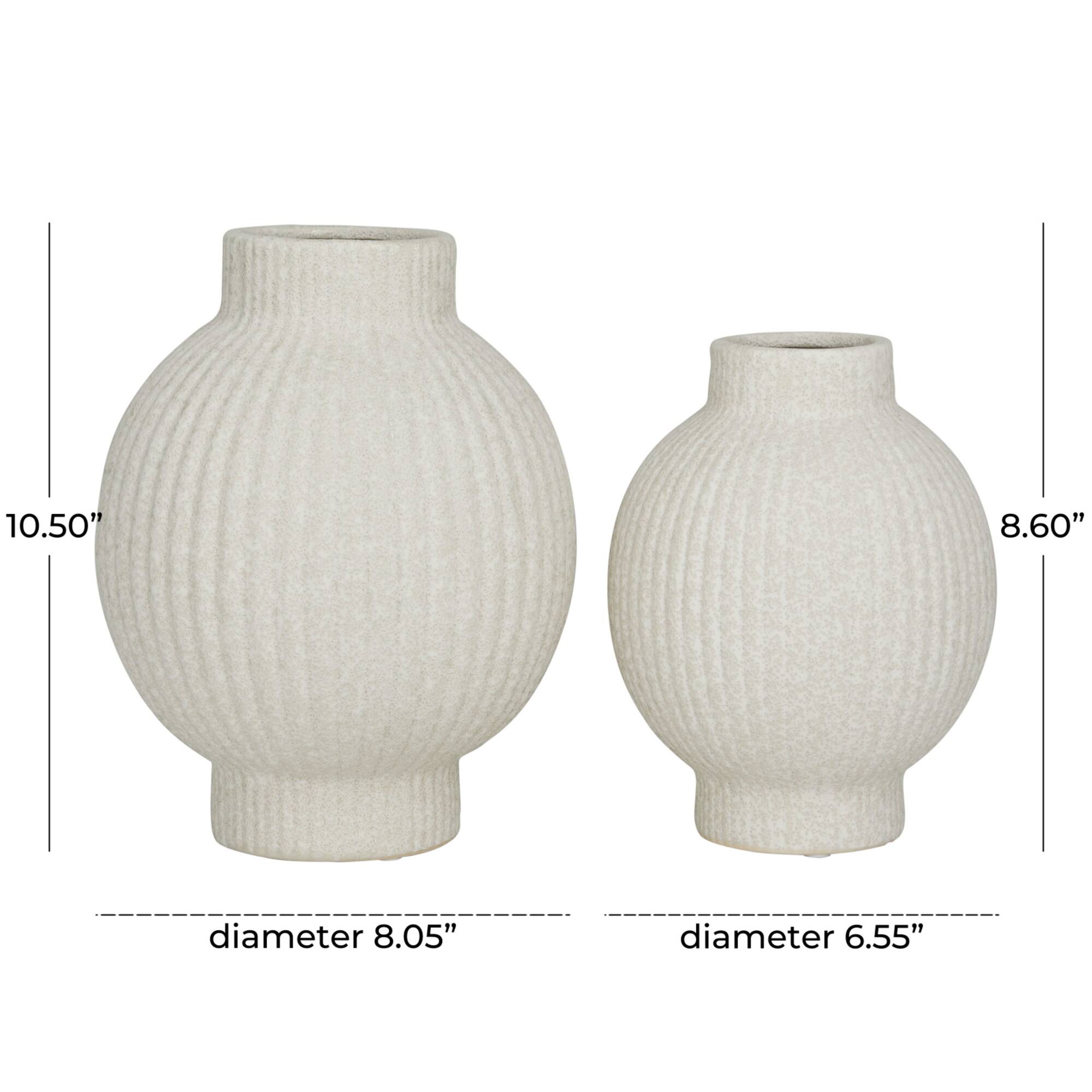 CosmoLiving by Cosmopolitan Ceramic Ribbed Vase Set of 2 11